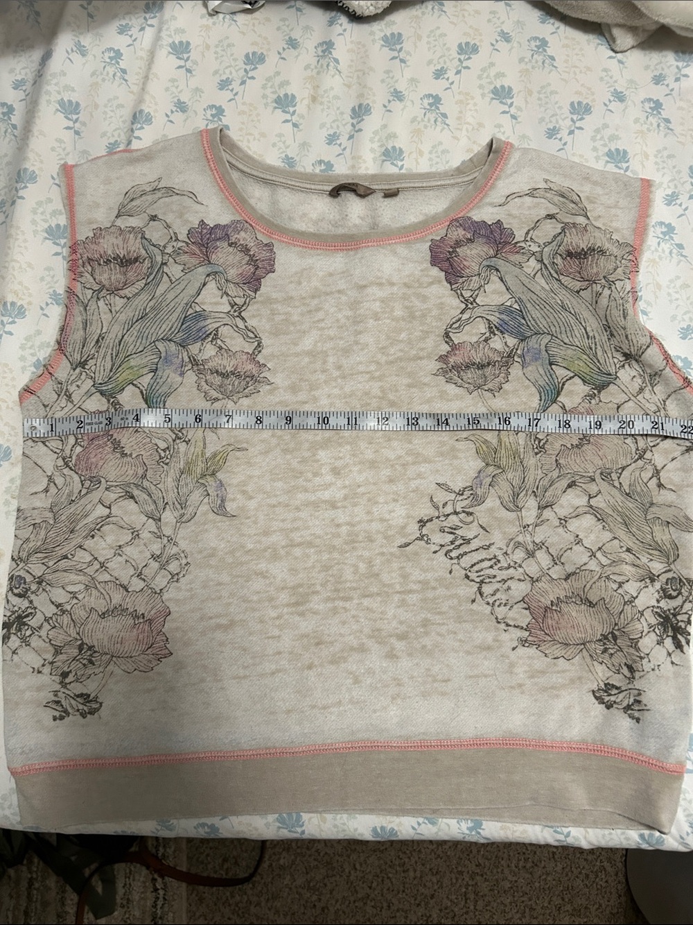 Guess Sleeveless Floral Knit Tank in Ivory with Pastel Accents - Picture 2 of 5